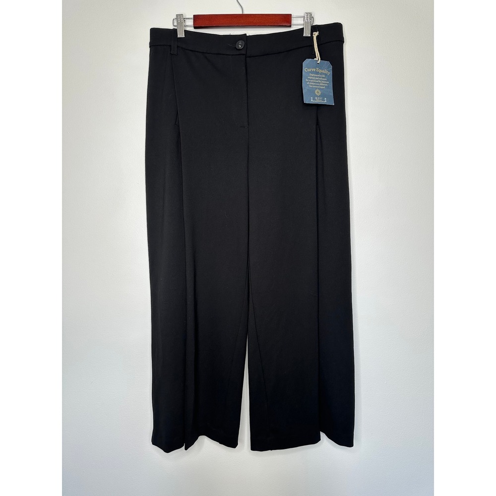 Democracy Ab-solution Skyrise Wide‎ Leg Trousers Size 14P Black Office Pleated